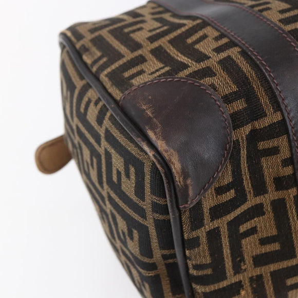 FENDI Zucca Canvas Hand Bag Vintage Black Brown Auth 153066