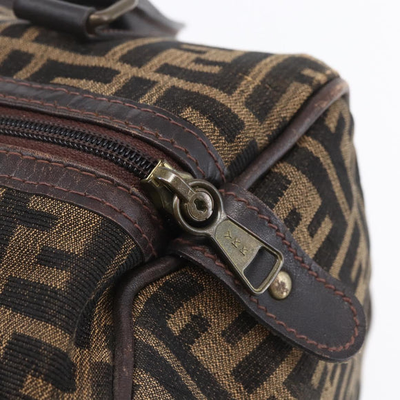 FENDI Zucca Canvas Hand Bag Vintage Black Brown Auth 153066
