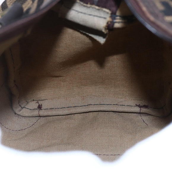 FENDI Zucca Canvas Hand Bag Vintage Black Brown Auth 153066