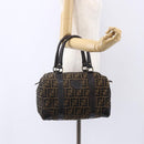 FENDI Zucca Canvas Hand Bag Vintage Black Brown Auth 153066-20