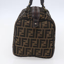 FENDI Zucca Canvas Hand Bag Vintage Black Brown Auth 153066-5