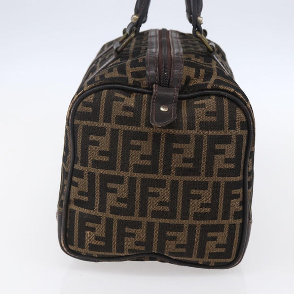 FENDI Zucca Canvas Hand Bag Vintage Black Brown Auth 153066