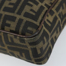 FENDI Zucca Canvas Hand Bag Black Brown Auth 153067-10