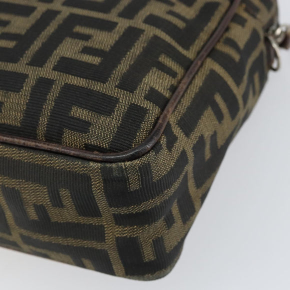 FENDI Zucca Canvas Hand Bag Black Brown Auth 153067