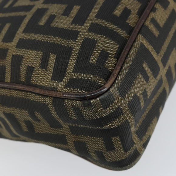 FENDI Zucca Canvas Hand Bag Black Brown Auth 153067