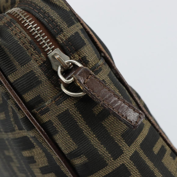 FENDI Zucca Canvas Hand Bag Black Brown Auth 153067