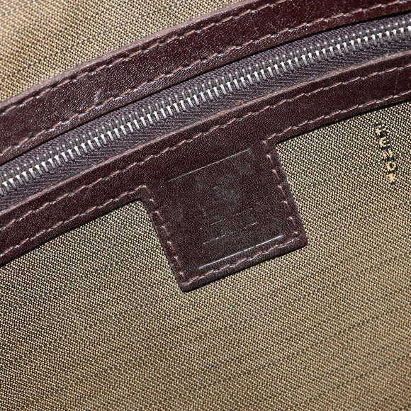 FENDI Zucca Canvas Hand Bag Black Brown Auth 153067