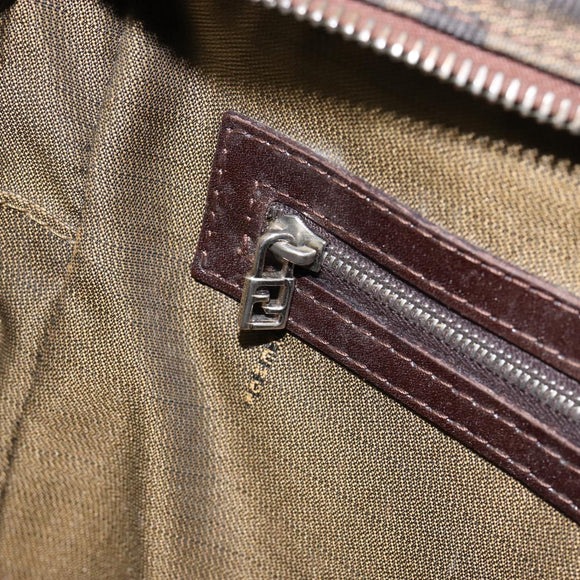 FENDI Zucca Canvas Hand Bag Black Brown Auth 153067