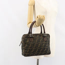 FENDI Zucca Canvas Hand Bag Black Brown Auth 153067-23