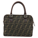 FENDI Zucca Canvas Hand Bag Black Brown Auth 153067-3