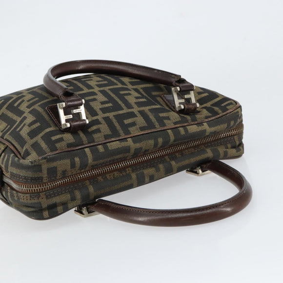 FENDI Zucca Canvas Hand Bag Black Brown Auth 153067
