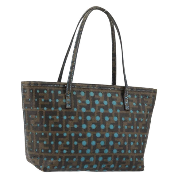 FENDI Zucca Canvas Punching Hand Bag Black Brown Auth 153069