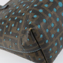 FENDI Zucca Canvas Punching Hand Bag Black Brown Auth 153069-11