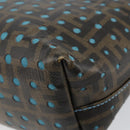 FENDI Zucca Canvas Punching Hand Bag Black Brown Auth 153069-12