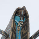 FENDI Zucca Canvas Punching Hand Bag Black Brown Auth 153069-14