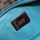 FENDI Zucca Canvas Punching Hand Bag Black Brown Auth 153069-15