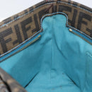 FENDI Zucca Canvas Punching Hand Bag Black Brown Auth 153069-18