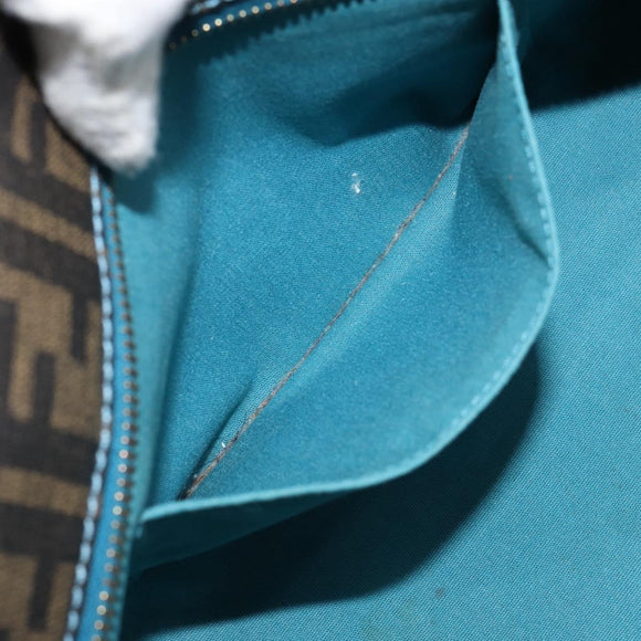 FENDI Zucca Canvas Punching Hand Bag Black Brown Auth 153069