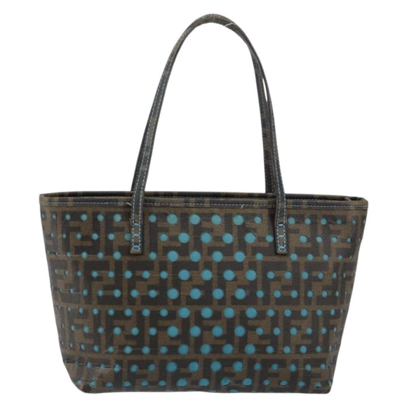 FENDI Zucca Canvas Punching Hand Bag Black Brown Auth 153069