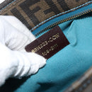 FENDI Zucca Canvas Punching Hand Bag Black Brown Auth 153069-20