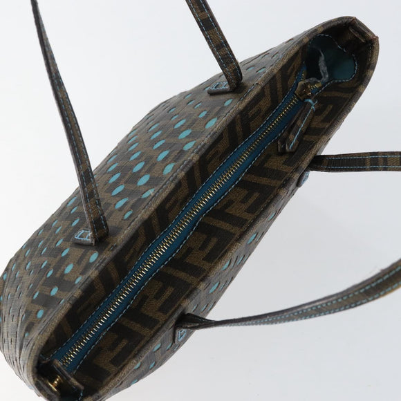 FENDI Zucca Canvas Punching Hand Bag Black Brown Auth 153069