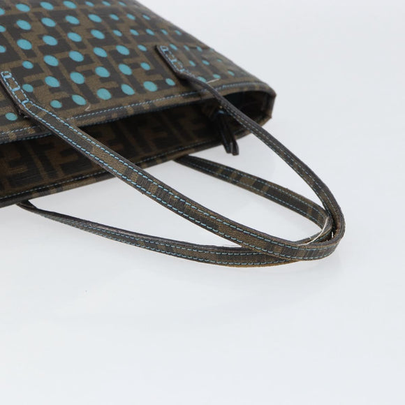 FENDI Zucca Canvas Punching Hand Bag Black Brown Auth 153069