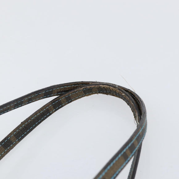 FENDI Zucca Canvas Punching Hand Bag Black Brown Auth 153069