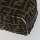 FENDI Zucca Canvas Pouch Hand Bag Black Brown Auth 153070-15