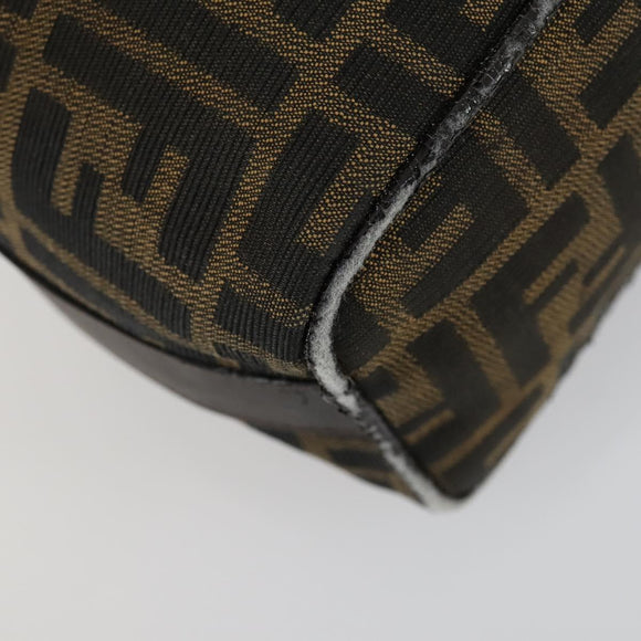 FENDI Zucca Canvas Pouch Hand Bag Black Brown Auth 153070