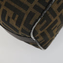 FENDI Zucca Canvas Pouch Hand Bag Black Brown Auth 153070-16