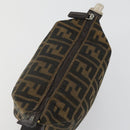 FENDI Zucca Canvas Pouch Hand Bag Black Brown Auth 153070-9