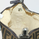 FENDI Zucca Canvas Pouch Hand Bag Black Brown Auth 153070-18