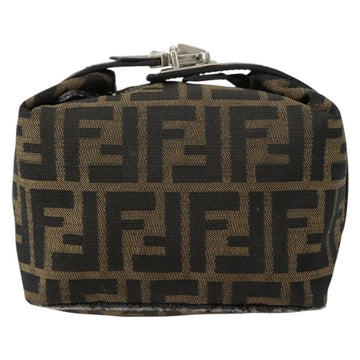 FENDI Zucca Canvas Pouch Hand Bag Black Brown Auth 153070 - 0