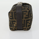 FENDI Zucca Canvas Pouch Hand Bag Black Brown Auth 153070-4