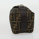 FENDI Zucca Canvas Pouch Hand Bag Black Brown Auth 153070-5
