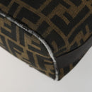 FENDI Zucca Canvas Pouch Hand Bag Black Brown Auth 153070-8