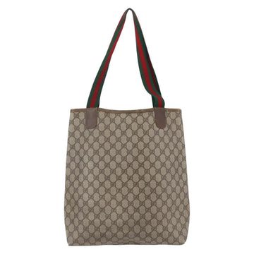 GUCCI GG Supreme Web Sherry Line Tote Bag PVC Beige Red 39 02 003 Auth 153071 - 0