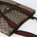 GUCCI GG Supreme Web Sherry Line Tote Bag PVC Beige Red 39 02 003 Auth 153071-6