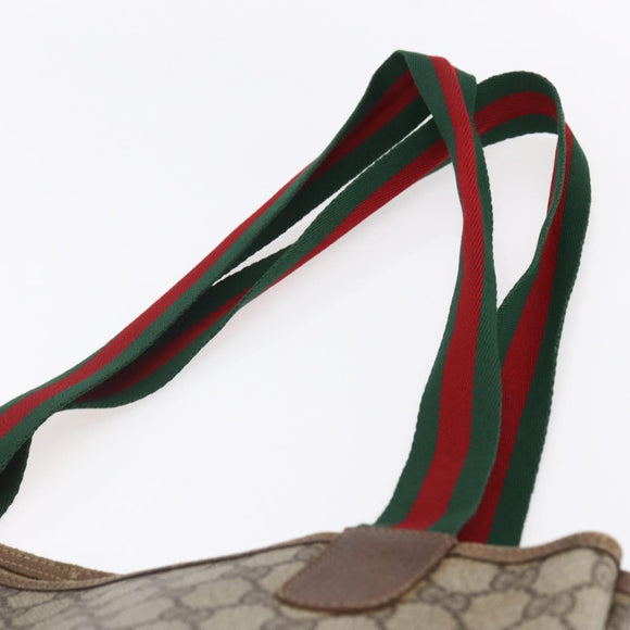 GUCCI GG Supreme Web Sherry Line Tote Bag PVC Beige Red 39 02 003 Auth 153071