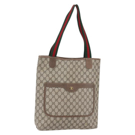 GUCCI GG Supreme Web Sherry Line Tote Bag PVC Beige Red 39 02 003 Auth 153072