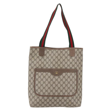GUCCI GG Supreme Web Sherry Line Tote Bag PVC Beige Red 39 02 003 Auth 153072 - 0