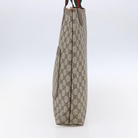 GUCCI GG Supreme Web Sherry Line Tote Bag PVC Beige Red 39 02 003 Auth 153072