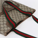 GUCCI GG Supreme Web Sherry Line Tote Bag PVC Beige Red 39 02 003 Auth 153072-6