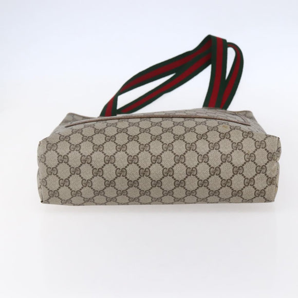 GUCCI GG Supreme Web Sherry Line Tote Bag PVC Beige Red 39 02 003 Auth 153072