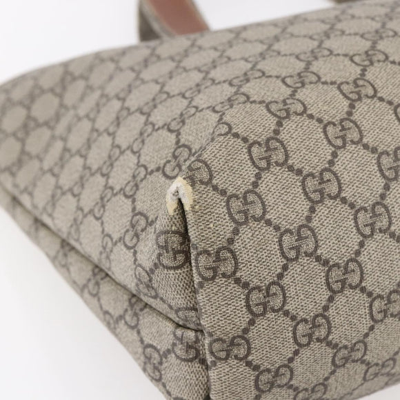 GUCCI GG Supreme Web Sherry Line Tote Bag PVC Beige Red 211134 Auth 153074