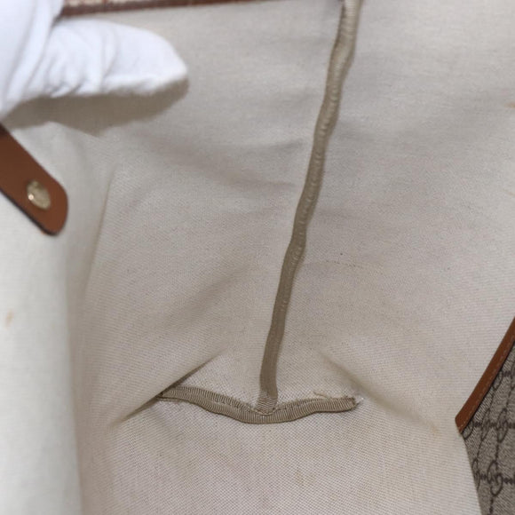 GUCCI GG Supreme Web Sherry Line Tote Bag PVC Beige Red 211134 Auth 153074