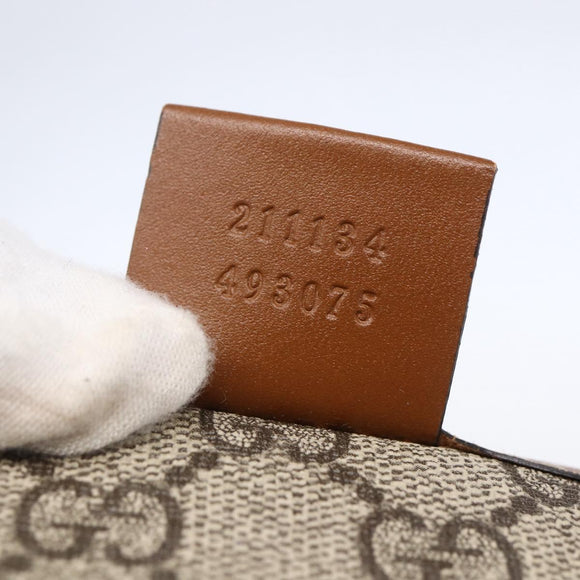 GUCCI GG Supreme Web Sherry Line Tote Bag PVC Beige Red 211134 Auth 153074