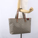 GUCCI GG Supreme Web Sherry Line Tote Bag PVC Beige Red 211134 Auth 153074-21