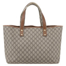 GUCCI GG Supreme Web Sherry Line Tote Bag PVC Beige Red 211134 Auth 153074-2