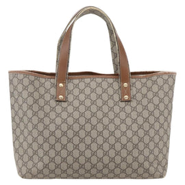 GUCCI GG Supreme Web Sherry Line Tote Bag PVC Beige Red 211134 Auth 153074 - 0